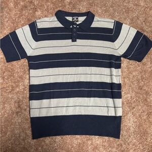 Striped Navy and Gray Polo Shirt